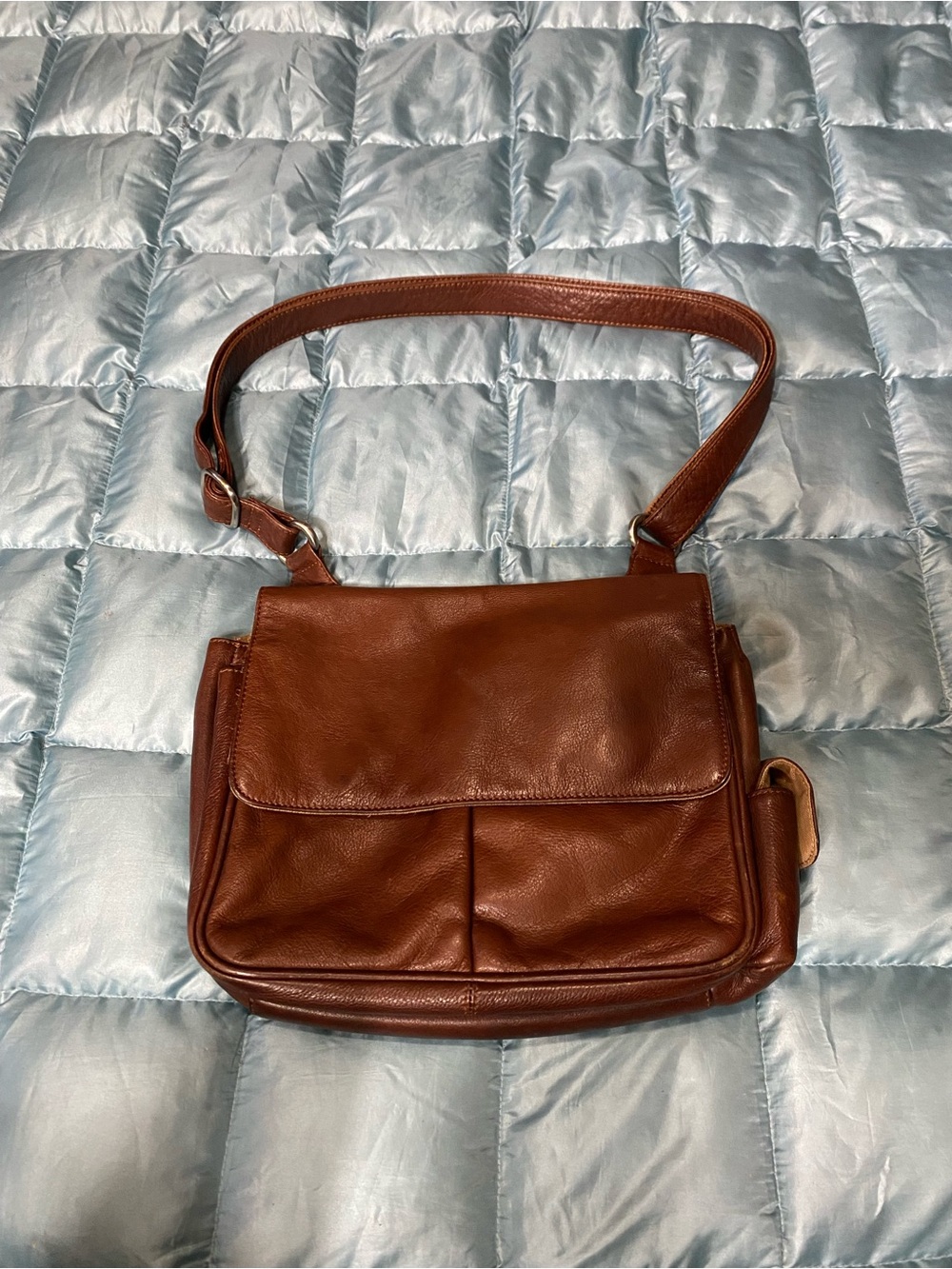 Classic Overland Purse Brown Leather Crossbody w/ Front Flap Retail $349